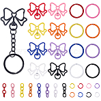 DIY Keychain Findings Kits, Including Bowknot Alloy Swivel Clasps, Iron Jump Rings & Cable Chains & Keychains Clasps, Mixed Color, 33.5x40.5x6mm, Hole: 9x5mm(DIY-SC0003-48)