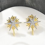 Brass Micro Pave Clear Cubic Zirconia Stud Earrings, Star, Golden, 25x21mm(KK-B124-13PG)