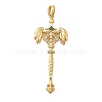 Brass Micro Pave Cubic Zirconia Big Pendants, Wand with Constellation Theme Charms, Long-Lasting Plated, Nickel Free, Real 18K Gold Plated, Sagittarius, 48.5x20.5x3.5mm, Hole: 6.5x3mm(X1-KK-B147-04G-11)