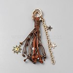 PU Leather Pendant Decorations, with Alloy Clasps, Saddle Brown, 185mm(HJEW-SZC0007-02)