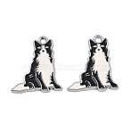 Alloy Enamel Pendants, Dog Charm, Black, 28x23mm(ENAM-H001-05P)
