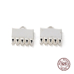 925 Sterling Silver Ribbon Ends, Silver, 6x6mm, Hole: 0.5mm(STER-D006-27S)