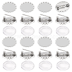 DIY Oval 304 Stainless Steel Brooch Jewelry Kits, include Transparent Glass Cabochons, Stainless Steel Color, 14~18x13~19x2.8~5mm(DIY-SC0026-71)