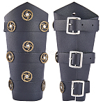 Adjustable PU Leather Cuff Wristband for Bikers, Retro Archery Armguard, Leatheroid Punk Style with Alloy Findings for Men, Black, Finished Product: 200x105~150x14mm(AJEW-WH0415-25B)