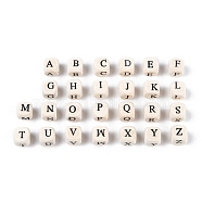 Natural Wood Beads, Cube with Letter, 10mm long, 10mm thick, hole: 3mm(X-TB595Y)