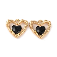 Alloy Crystal Rhinestone Pendants, Heart Charms, Black, 18.5x19x5mm, Hole: 2mm(ALRI-M021-04B)