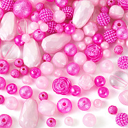 100G Opaque Acrylic Beads, Mixed Shapes, Pearl Pink, 8~28x8~17.5x10~18mm, Hole: 2mm(MACR-TA0001-51)