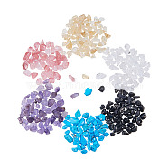PandaHall Elite Gemstone Chips Beads, Natural Citrine, Cherry Quartz Glass, Natural Quartz Crystal, Natural Amethyst, Natural Obsidian, Synthetic Turquoise, Mixed Color, 3~8x3~8mm, Hole: 1mm(G-PH0034-04)