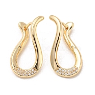 Brass with Clear Cubic Zirconia Hoop Earrings, Water Bottle, Light Gold, 23x11mm(EJEW-B035-36KCG)