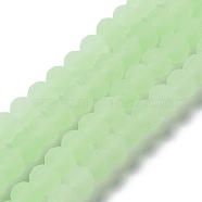 Imitation Jade Solid Color Glass Beads Strands, Faceted, Frosted, Rondelle, Pale Green, 6x4.5mm, Hole: 1.4mm, about 86pcs/strand, 16.14 inch(41cm)(EGLA-A034-J6mm-MD01)