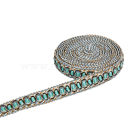 Polyester Braided Lace Trim, Garment Curtain Accessories, Turquoise, 3/4 inch(20mm), about 13.67 Yards(12.5m)/Card(OCOR-WH0079-71A)