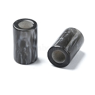 Resin European Beads, Large Hole Column Beads, Gray, 15x9x9mm, Hole: 5mm(RESI-U008-01B)