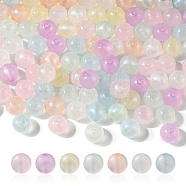 Rainbow Iridescent Plating Acrylic Beads, Glitter Beads, Round, Mixed Color, 10x9mm, Hole: 2mm(MACR-YW0002-19C)