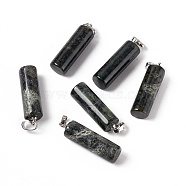 Natural Kambaba Jasper Pendants, with Platinum Tone Brass Findings, Column Charm, 27x8mm, Hole: 6x3.2mm(G-E135-02P-09)