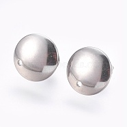304 Stainless Steel Stud Earring Findings, Flat Round, Stainless Steel Color, 12mm, 13x2mm, pin: 0.8mm(STAS-G178-03P-13mm)