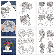 4 Sheets 11.6x8.2 Inch Stick and Stitch Embroidery Patterns, Non-woven Fabrics Water Soluble Embroidery Stabilizers, Human, 297x210mmm(DIY-WH0455-038)