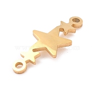 304 Stainless Steel Links Connectors, Laser Cut, 3 Star in a Row, Golden, 10x24x1mm, Hole: 1mm(STAS-N094-17G)