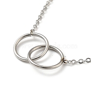 304 Stainless Steel Interlocking Rings Charm Bracelet for Women, Stainless Steel Color, 5-7/8 inch(15cm)(BJEW-G640-04P)
