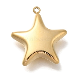 PVD Vacuum Plating 304 Stainless Steel Pendants, Star Charm, Real 18K Gold Plated, 23x21x6.5mm, Hole: 1.8mm(STAS-S148-18G)