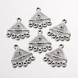 Alloy Connector Rhinestone Settings, Chandelier Components, Lead Free and Cadmium Free, Triangle, Antique Silver, about 20mm long, 19mm wide, 2mm thick, hole: 1.5mm(X-EA10685Y)