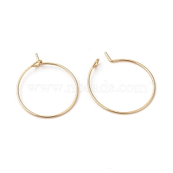 316L Surgical Stainless Steel Hoop Earring Findings, Wine Glass Charms Findings Ion Plating(IP), Real 18K Gold Plated, 25x0.8mm, 20 Gauge(X-STAS-G229-07G-02B)