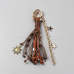 PU Leather Pendant Decorations, with Alloy Clasps, Saddle Brown, 185mm(HJEW-SZC0007-02)