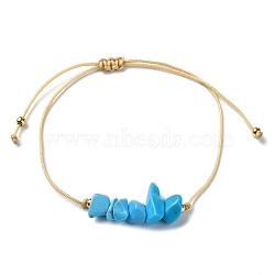 Synthetic Turquoise Chips Braided Bead Bracelets, Nylon Cords Adjustable Bracelet, Inner Diameter: 3-1/4 inch(8.1cm)(BJEW-JB09851-12)