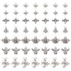 Наборы подвесок из сплава 49шт 7 в тибетском стиле, кадмия и свинца, прелести пчел, Старинное серебро, 10~21x11~17x1.5~4 mm, отверстия: 1.2~2 mm, 7 шт / стиль(TIBEP-YW0001-45)