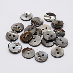 2-Hole Shell Flat Round Buttons, Gray, 10x2mm, Hole: 1.5mm, about 720pcs/bag(BUTT-P012-07)