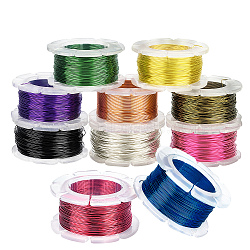 Elite 10 Rolls 10 Colors Round Copper Craft Wire, for Jewelry Making, Long-Lasting Plated, Mixed Color, 26 Gauge, 0.4mm, about 65.61 Feet(20m)/roll, 1roll/color(CWIR-PH0002-04)