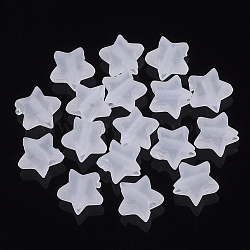 Transparent Acrylic Beads, Frosted, Star, White, 6x6.5x3.5mm, Hole: 1.2mm, about 7800pcs/500g(TACR-T011-01)