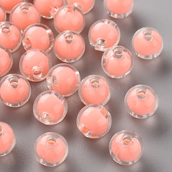 Transparent Acrylic Beads, Bead in Bead, Round, Salmon, 9.5x9mm, Hole: 2mm, about 960pcs/500g(TACR-S152-15A-SS2109)