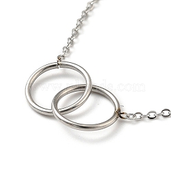 304 Stainless Steel Interlocking Rings Charm Bracelet for Women, Stainless Steel Color, 5-7/8 inch(15cm)(BJEW-G640-04P)