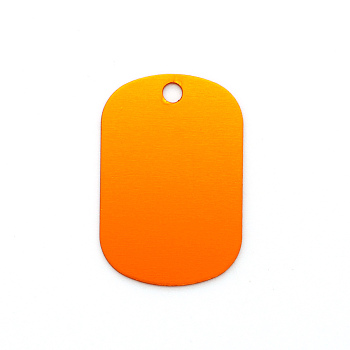 Colored Aluminum Pendants, Laser Cut, Double Sided Dog Pet Name Phone Number ID Tag Charm, Oval, Dark Orange, 50x29x1mm, Hole: 3mm