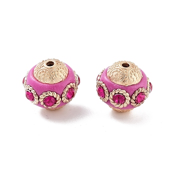 Handmade Indonesia Beads, with Alloy and Glass, Bicone, Golden, Orchid, 16x15mm, Hole: 1.5mm