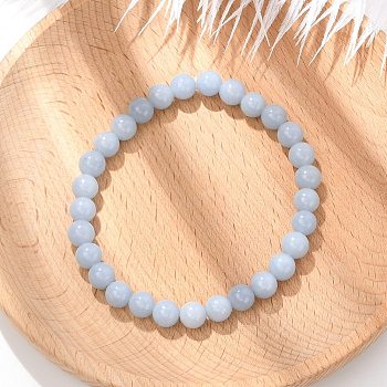 Natural Angelite Stretch Bracelets, Round, 2-1/8 inch(5.5cm)