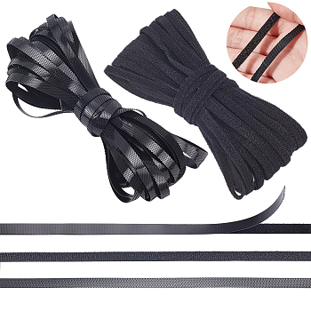 10Yards Nylon Magic Tapes, Hook & Loop Tapes, Black, 6x1mm, 10yards/set