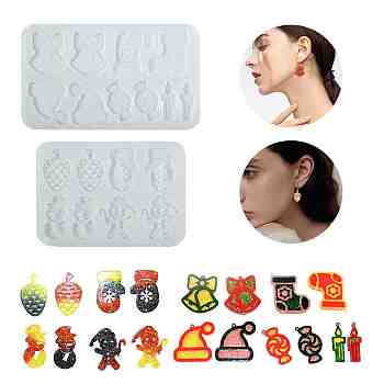 Christmas DIY Candle Making, Resin Casting Molds, For UV Resin, Epoxy Resin Craft Making, White, Mixed Shapes, 113x195x5mm