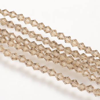 Imitation Austrian Crystal 5301 Bicone Beads, Faceted Glass Beads Strands, BurlyWood, 6x6mm, Hole: 1.2mm, about 47~48pcs/strand, 10.24 inch~10.43 inch(26~26.5cm)
