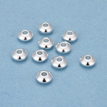 201 Stainless Steel Spacer Beads, Disc, Silver, 6x3mm, Hole: 2mm