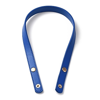 PU Leather Bag Handles, with Iron Snap Button, Blue, 62x1.95x0.6cm