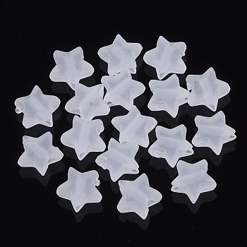 Transparent Acrylic Beads, Frosted, Star, White, 6x6.5x3.5mm, Hole: 1.2mm, about 7800pcs/500g