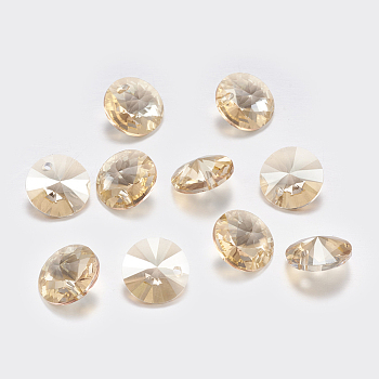 Faceted Glass Rhinestone Charms, Imitation Austrian Crystal, Cone, Golden Shadow, 8x4mm, Hole: 1mm