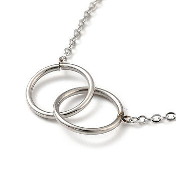 304 Stainless Steel Interlocking Rings Charm Bracelet for Women, Stainless Steel Color, 5-7/8 inch(15cm)