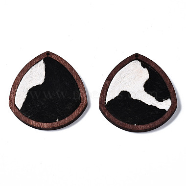 Black Teardrop Leather Pendants