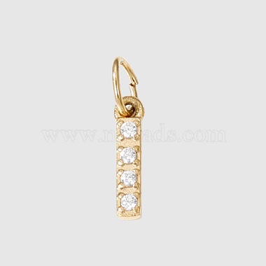 Real 14K Gold Plated Clear Letter I Stainless Steel+Cubic Zirconia Charms