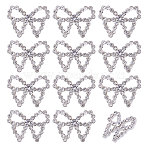 12Pcs 1-Hole Alloy Glass Shank Buttons, Bowknot, Platinum, 17.5x23.5x6.5mm, Hole: 1.8mm(BUTT-CA0001-35)