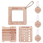 DIY Wood Knitting Tools Sets, Includ Ruler, Marking Button, Ball Chains, BurlyWood, 69.5x60x5mm, Hole: 5mm(DIY-UN0007-58)