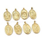 Religion Brass Pendants, Oval Charms, Long-Lasting Plated, Cadmium Free & Lead Free, Rack Plating, Real 18K Gold Plated, 30~31x20x2~7mm, Hole: 3.5x4.5mm(KK-Z153-03G)