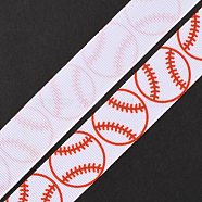 Baseball Pattern Heat Transfer Polyester Ribbons, Flat, White, 7/8 inch(22mm), about 49.21 Yards(45m)/Roll(OCOR-WH0066-65D)